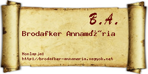 Brodafker Annamária névjegykártya